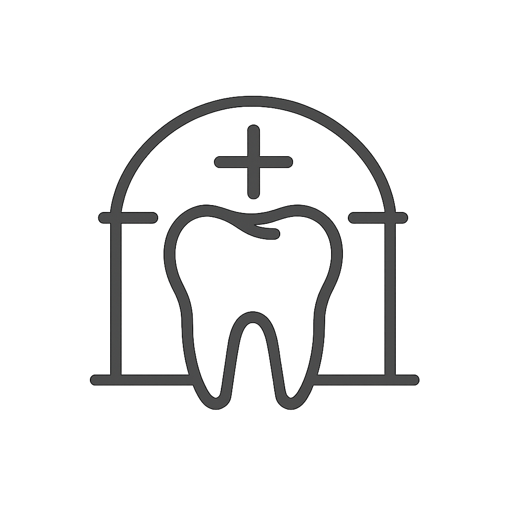 Dentist office symbol, featuring a tooth in a shield.